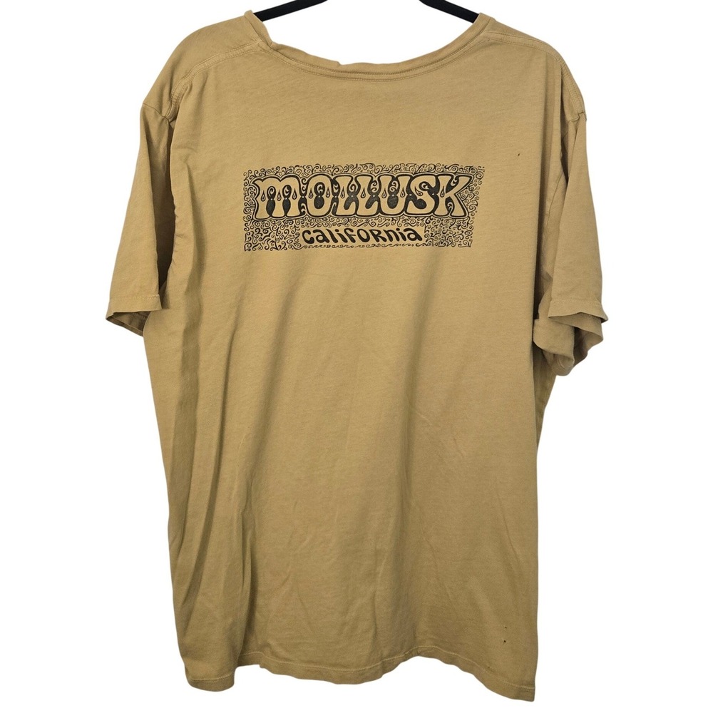 Mollusk‎ Surf T Shirt Mens XL Mustard USA Made Organic Cotton Floral Graphic
